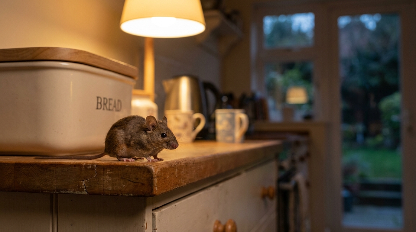 Souris grise repérée dans un garage de pavillon à Saint-Genis-Laval