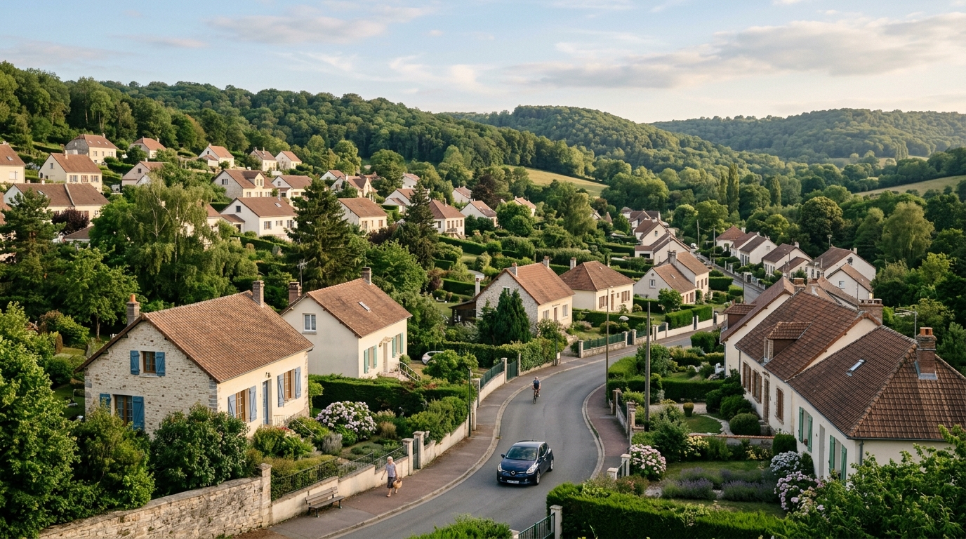 Vue résidentielle des coteaux pavillonnaires de Saint-Genis-Laval (69230)